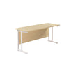 Twin Upright Rectangular Desk: 600mm Deep  | 1800X600 | Maple/White
