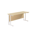 Twin Upright Rectangular Desk: 600mm Deep  | 1800X600 | Maple/White