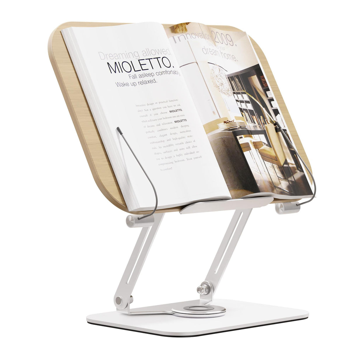 360 Rotatable Foldable Book Holder with Adjustable Reading Stand