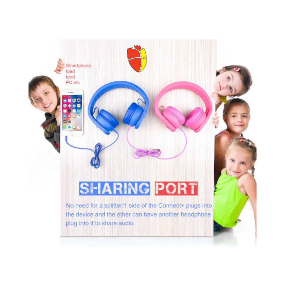 Almost Unbreakable Childrens Blue Headphones 1 x 4 pole