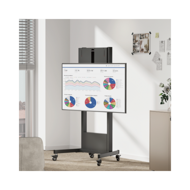 Manual Height-Adjustable Mobile Mount For 60"-100" Interactive Displays