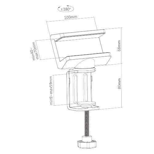 Swivel Desk Top Clamp-on Holder for Mains Extension Lead