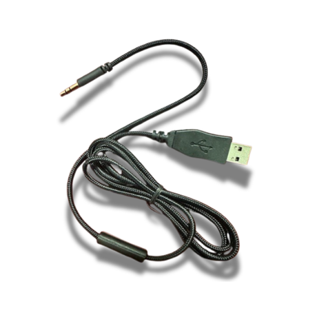 1.8m Braided Black Audio Cable with USB Connector for coloured Almost Unbreakable Headphones