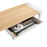 White Birch Monitor Riser With Drawer 100mm