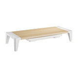 White Birch Monitor Riser With Drawer 100mm