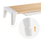 White Birch Monitor Riser With Drawer 100mm