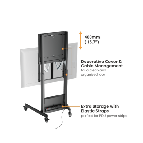 Manual Height-Adjustable Mobile Stand For 55"- 86" Interactive Displays