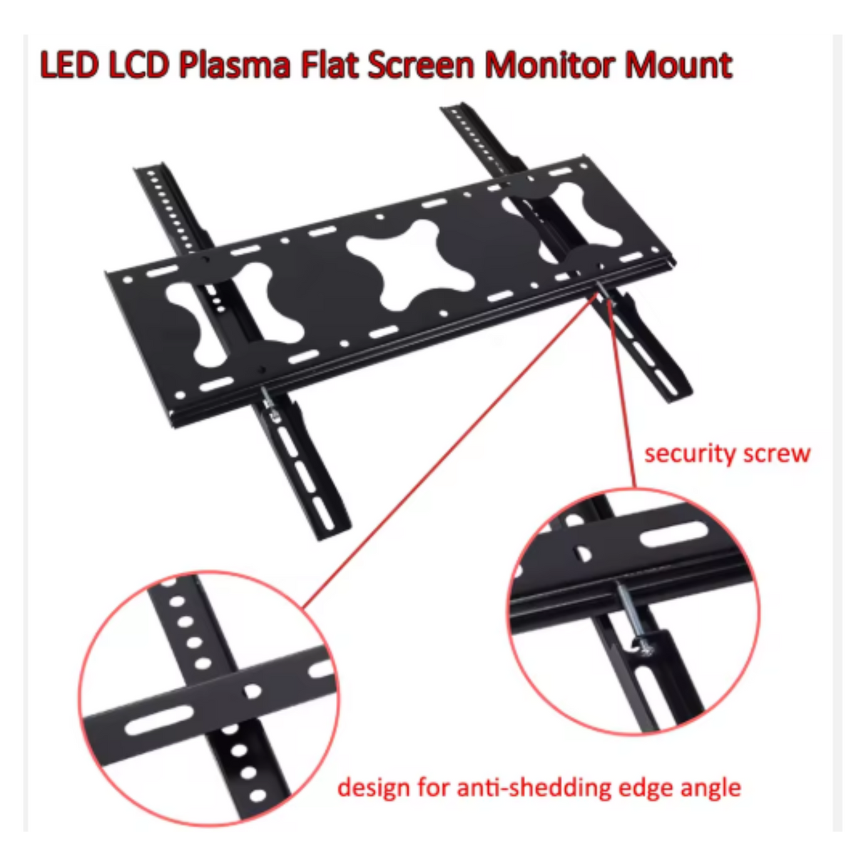Heavy Duty  Fixed Wall Mount 42" to 75" screen,  75Kg max load