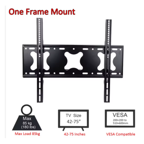 Heavy Duty  Fixed Wall Mount 42" to 65" screen,  75Kg max load
