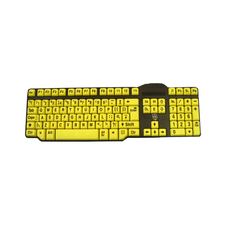 Easy2Use USB Keyboard with Braided Cable - Large Black Font on Yellow Keys