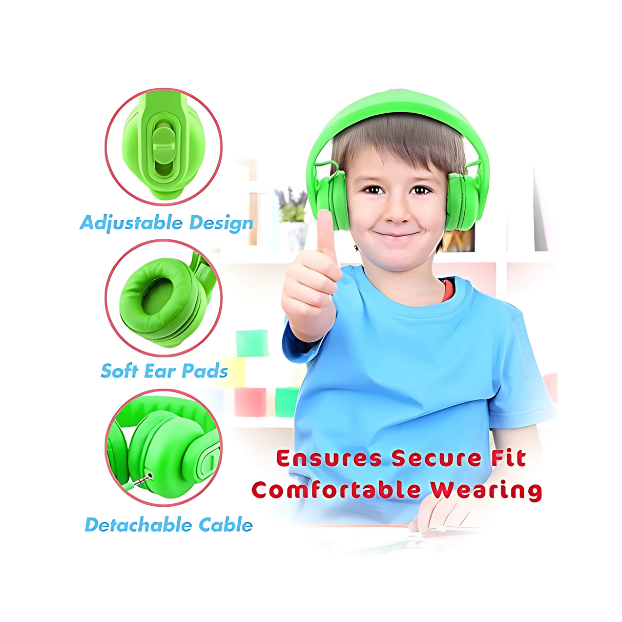 Classroom Headphone Set (32 Almost Unbreakable Green, 4 Pole, USB, or USB-C)