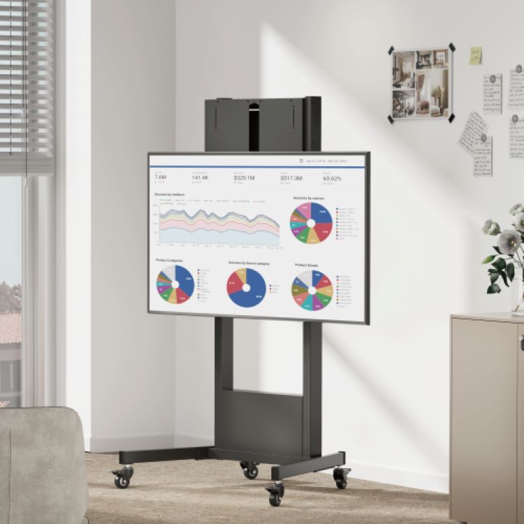 Manual Height-Adjustable Mobile Mount For 60"-100" Interactive Displays