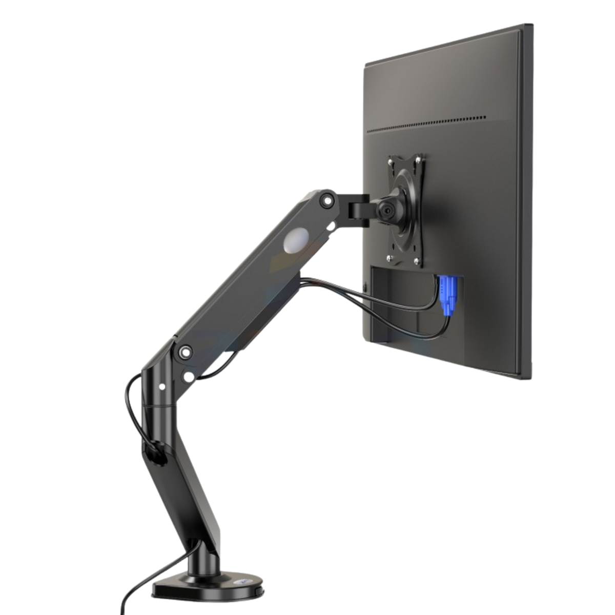 Single Gas Spring Monitor Arm Desk Mount (17"-32" Screens, 2-9kg Load, VESA 75/100)