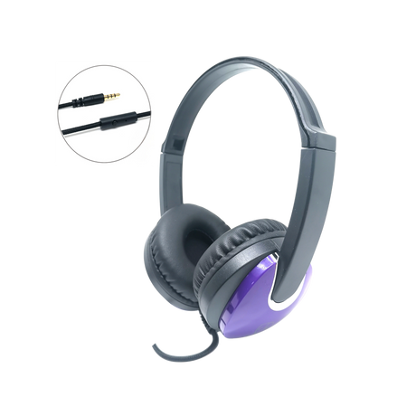 Quality Headphone with microphone, braided cable and 4 Pole connector -  Purple