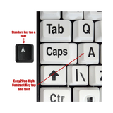 Easy2Use USB Keyboard with Braided Cable - Large Black Font on White Keys