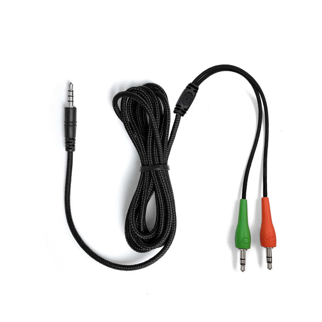 1.8m Braided Black Audio Cable with 2 x 3.5mm plugs