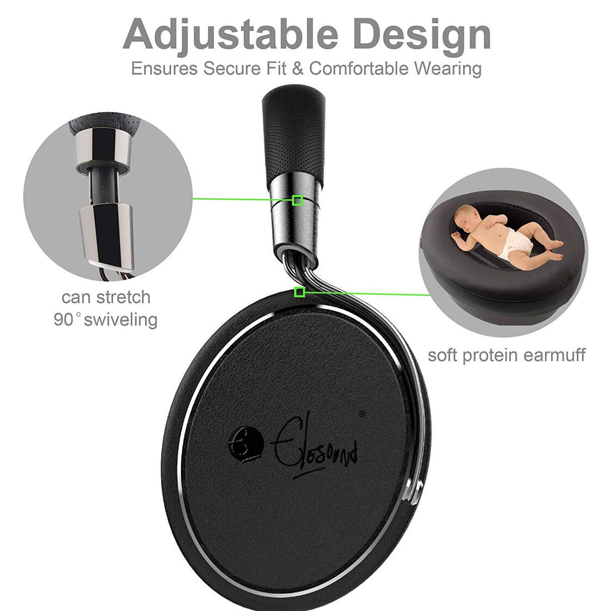 Active Noise Cancelling Headphones Wired - Black