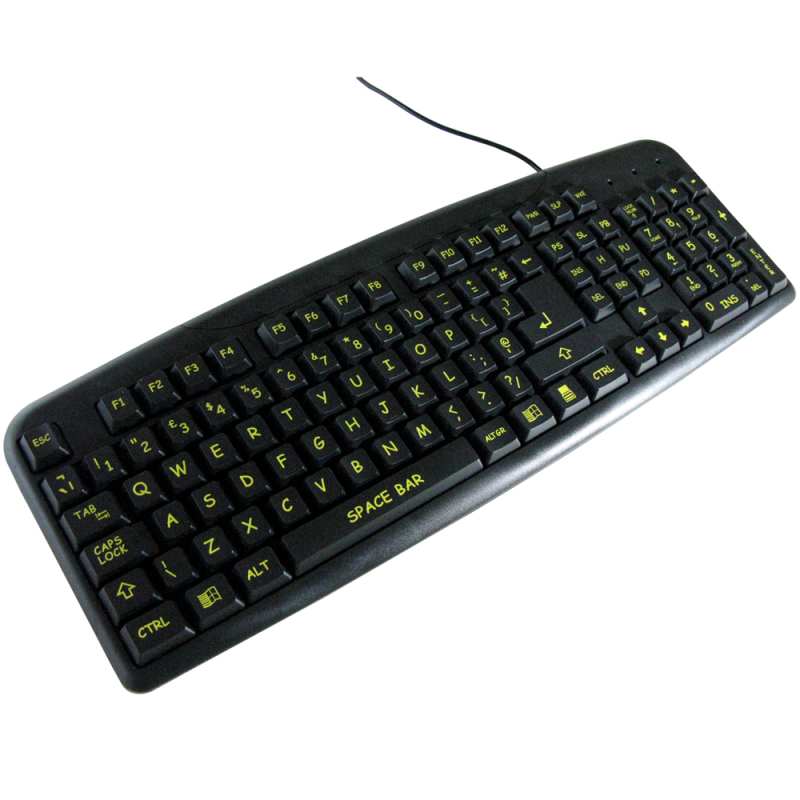 Easy2Use Visually Impaired Keyboard (Hi Vis Black & Yellow)
