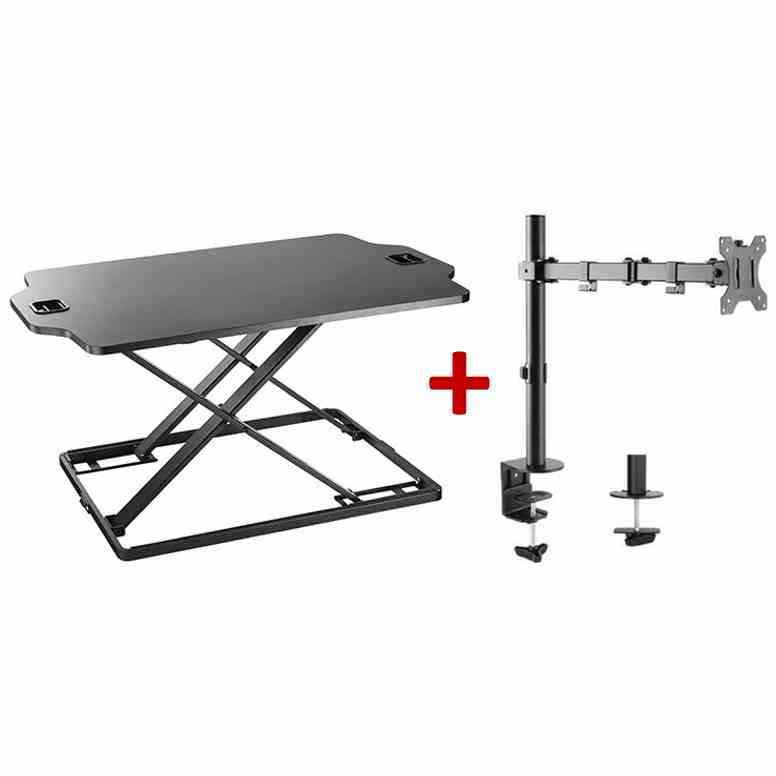 Sit-Stand Laptop Workstation Plus Monitor Arm