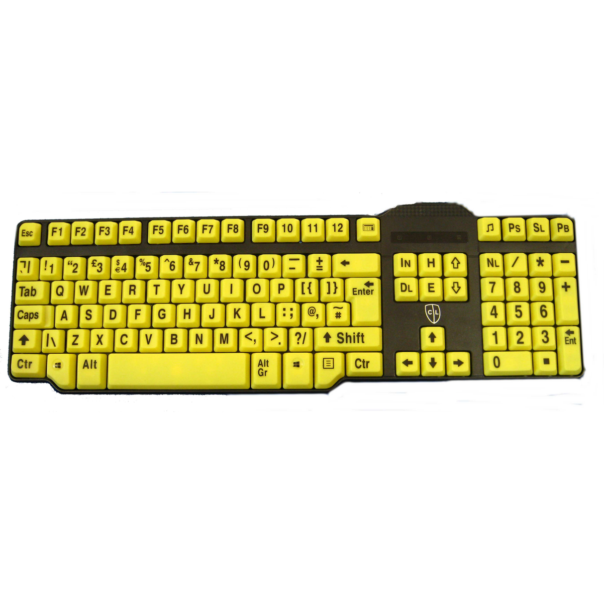 Easy2Use USB Keyboard with Braided Cable - Large Black Font on Yellow Keys
