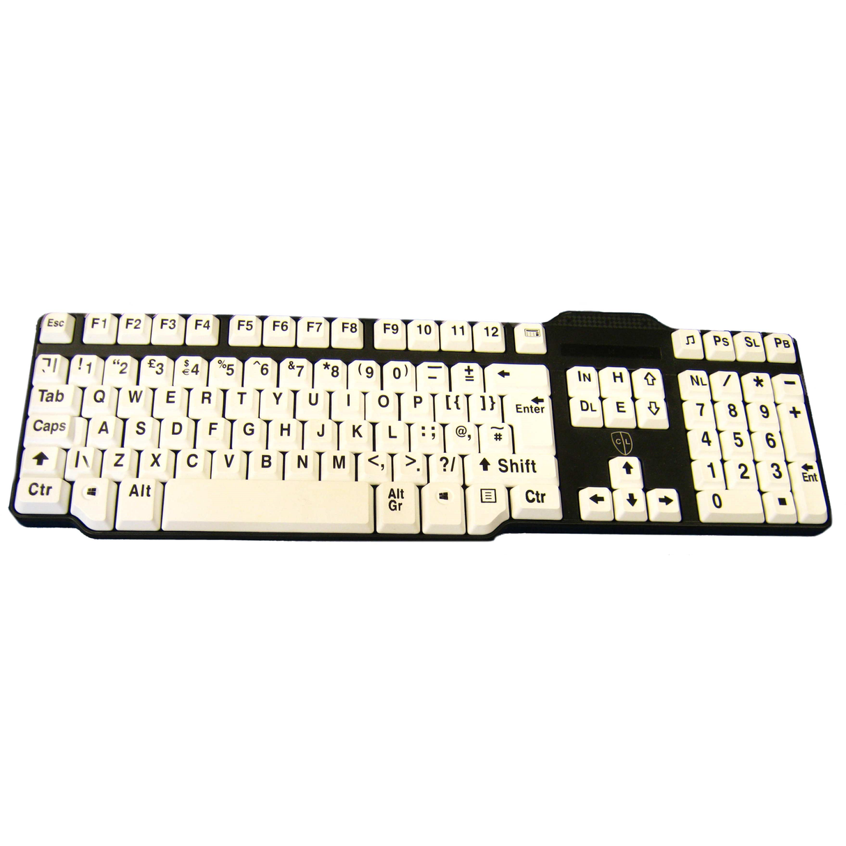 Easy2Use USB Keyboard with Braided Cable - Large Black Font on White Keys